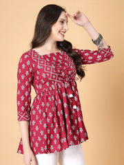 Floral Print Lace Peplum Top