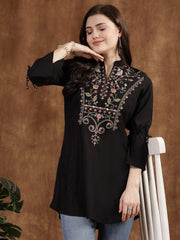 Mandarin Collar Embroidered Tunic