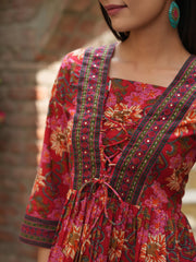 Women Green Floral Printed Pure Cotton Empire Tops