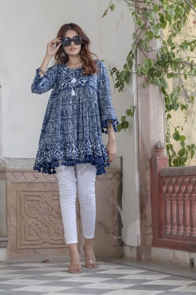 Code: Ev-71 Printed Flared Cotton Top