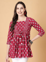 Floral Print Lace Peplum Top