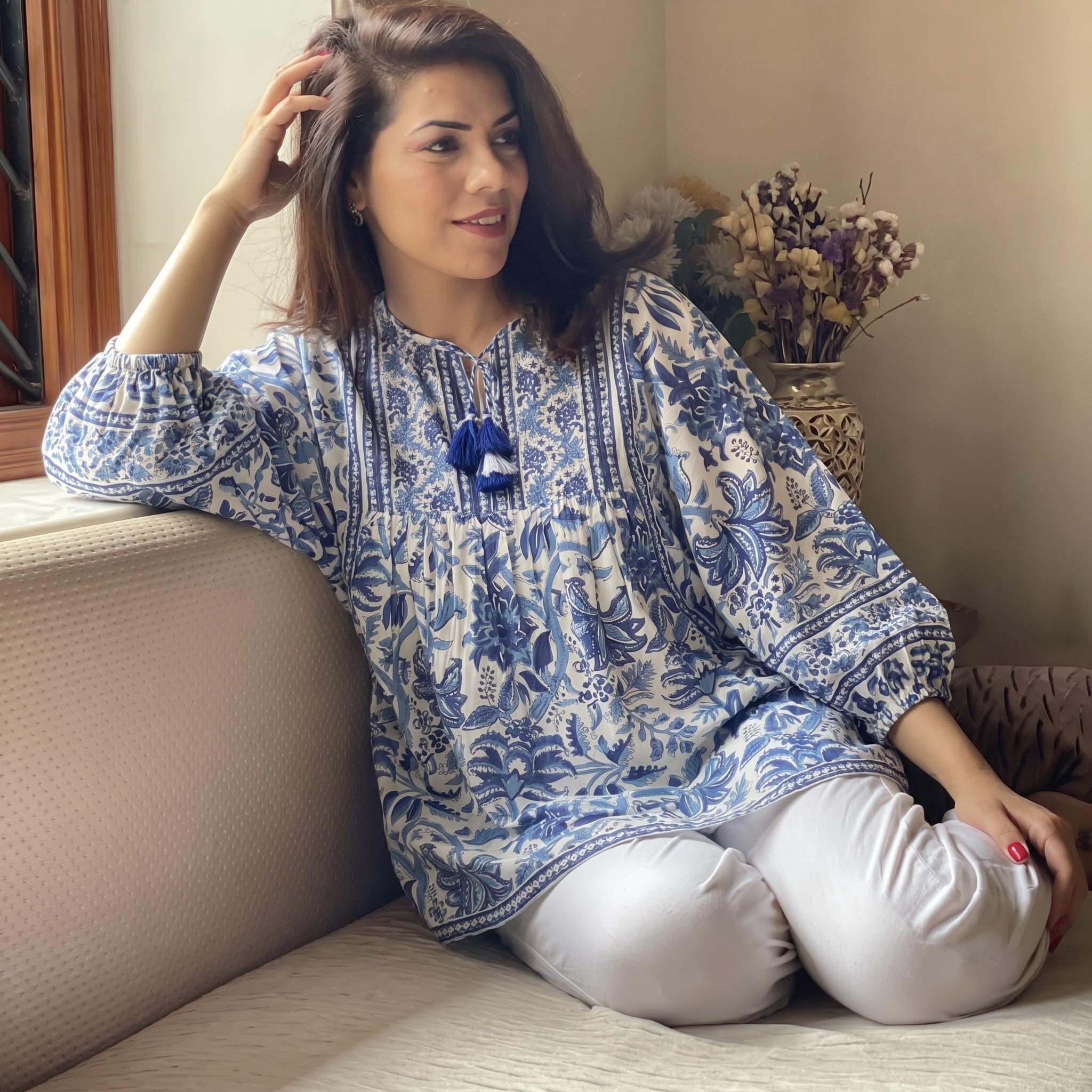 Blue Nagri Printed Top