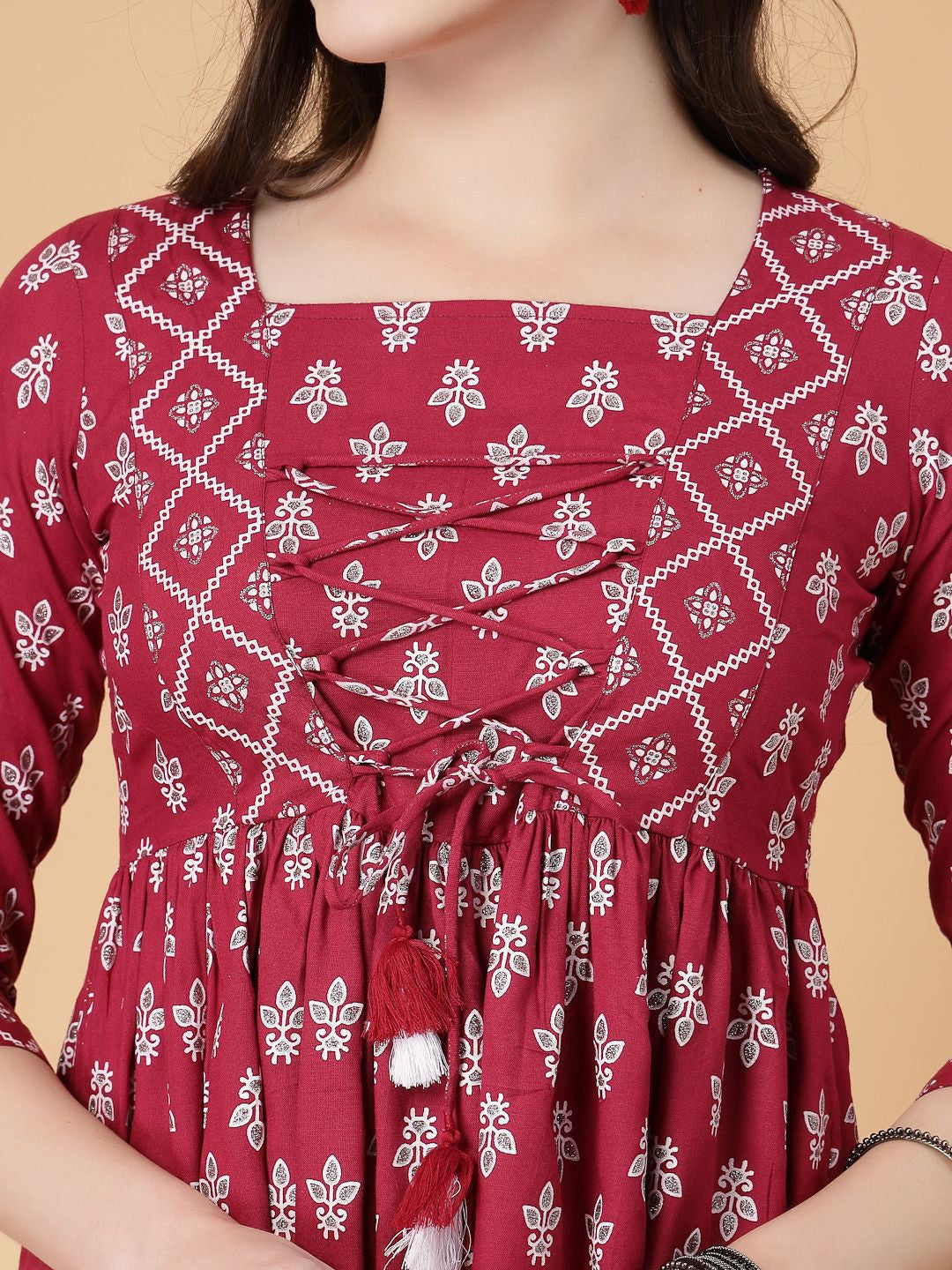 Women Print Cinched Waist Top