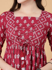 Women Print Cinched Waist Top