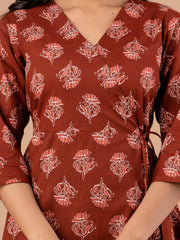 Floral Printed Pure Cotton A Line Kurti