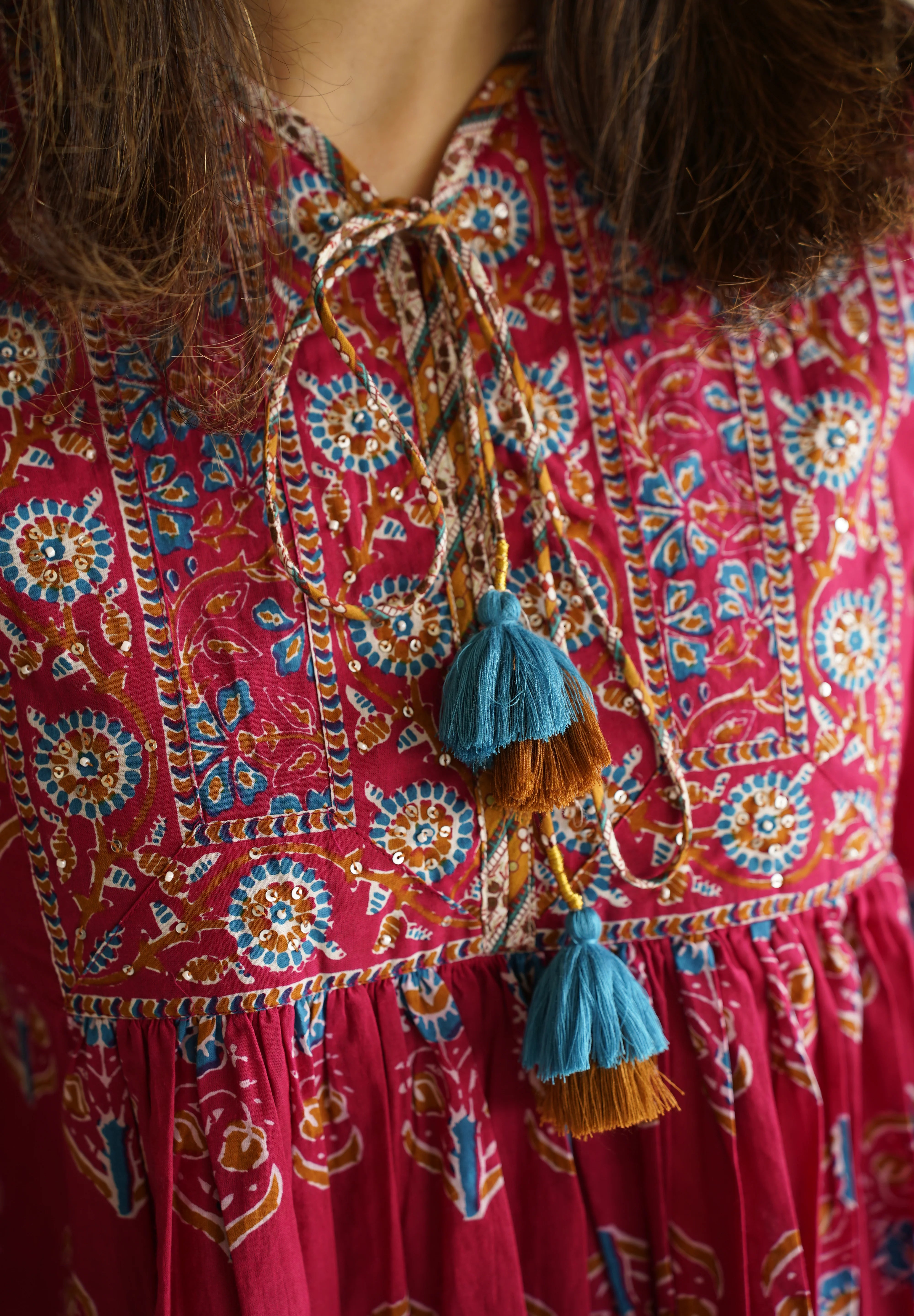 Pink Floral Printed Pure Cotton printed Kurti