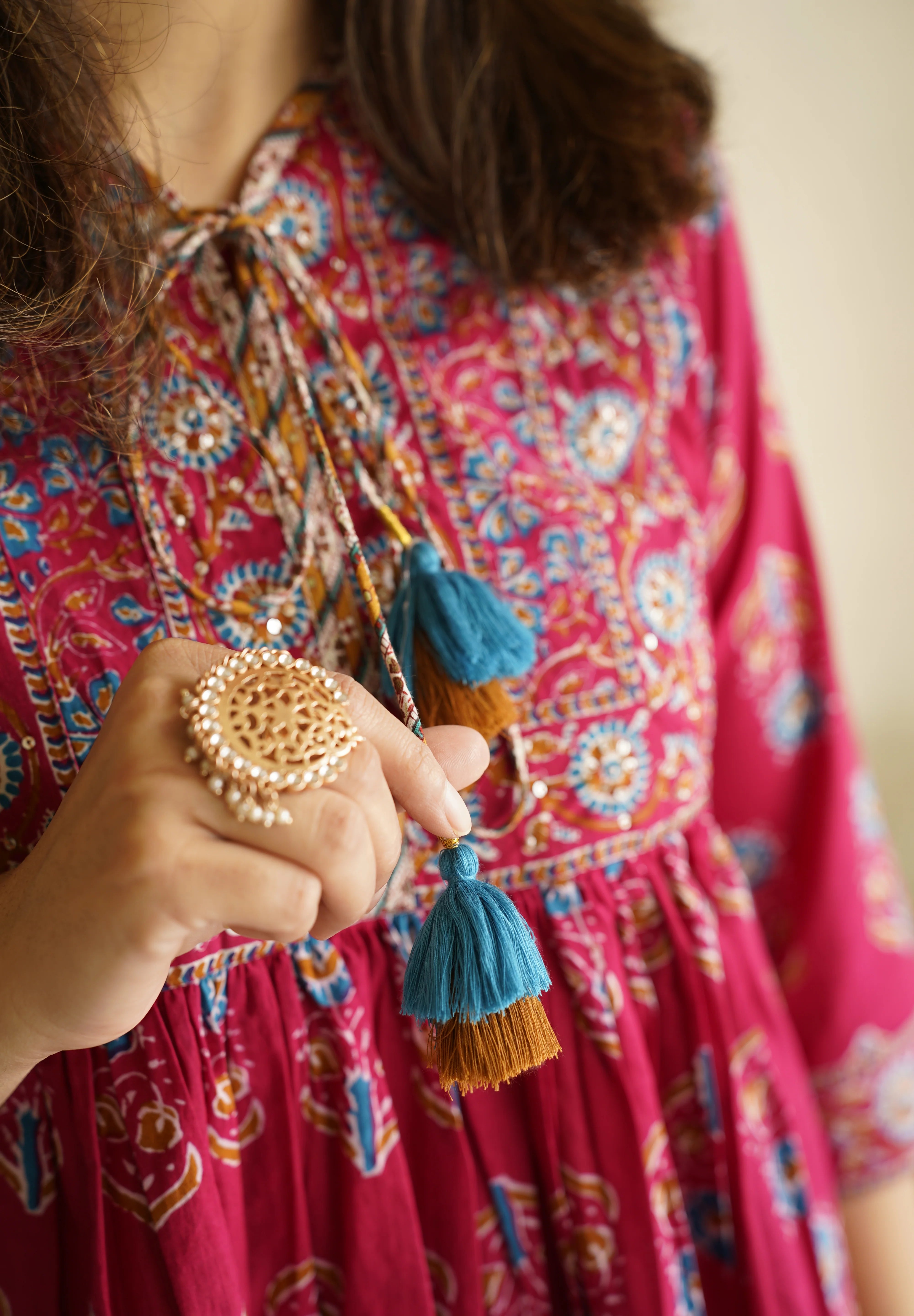 Pink Floral Printed Pure Cotton printed Kurti