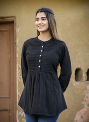 Black Printex Cotton Tunic Top