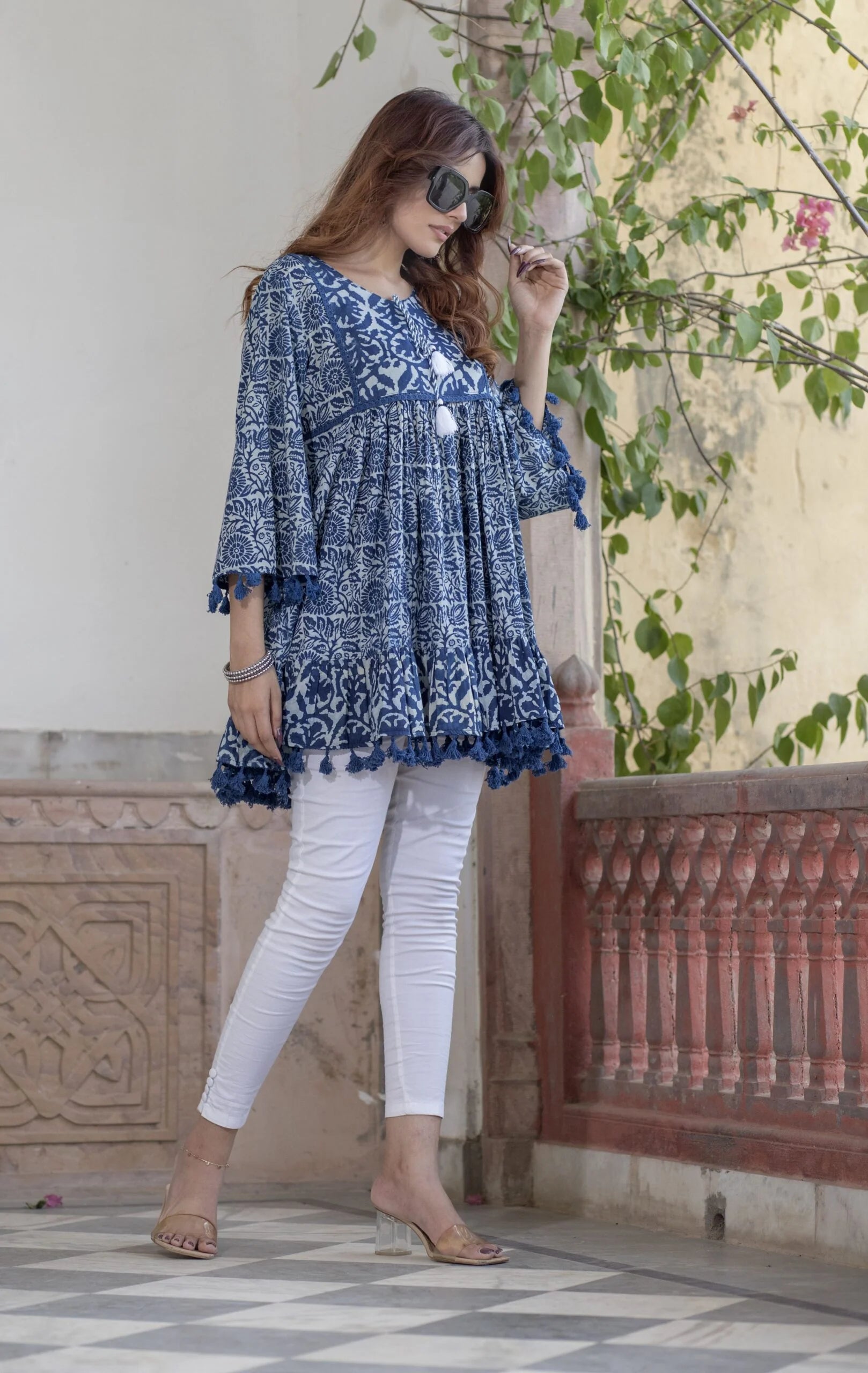 Code: Ev-71 Printed Flared Cotton Top