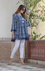 Code: Ev-71 Printed Flared Cotton Top