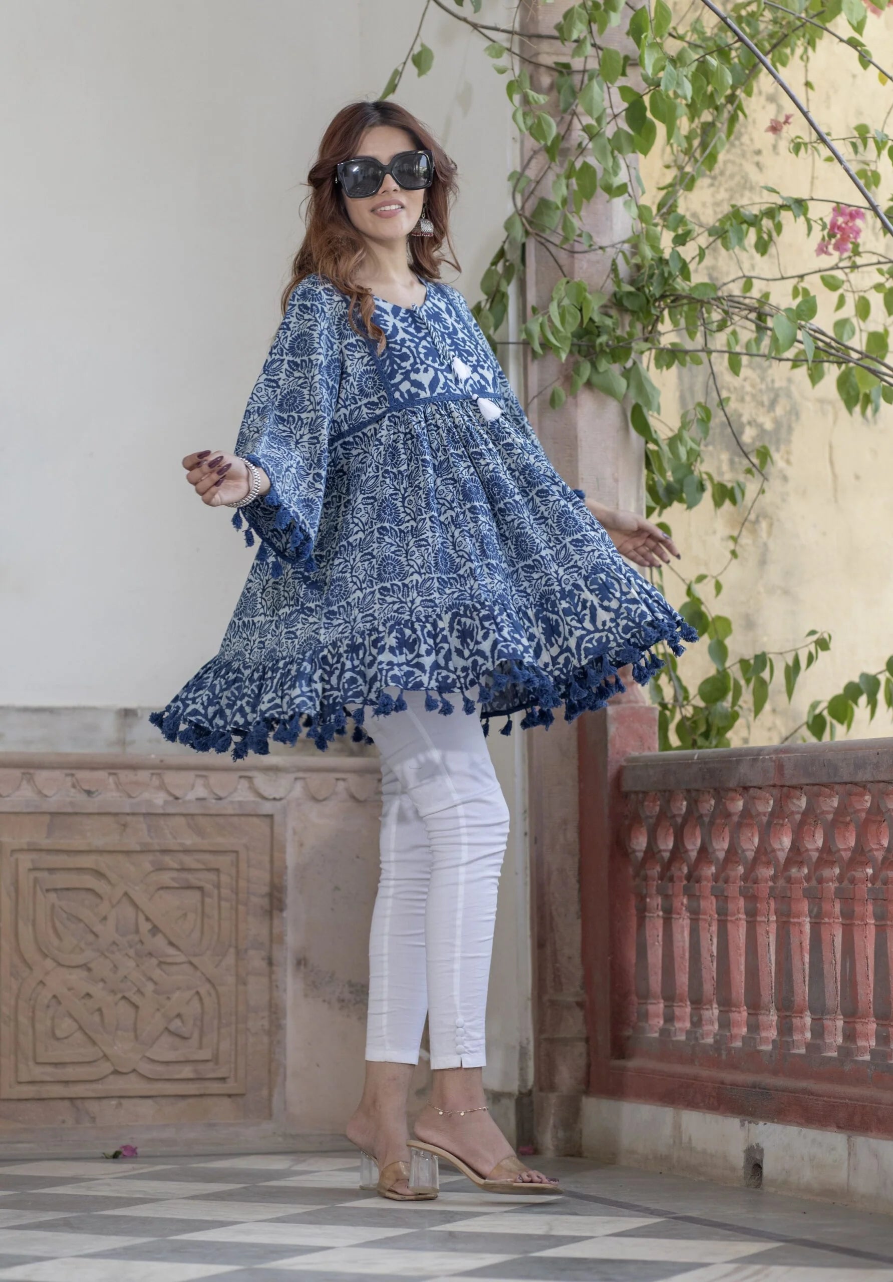 Code: Ev-71 Printed Flared Cotton Top