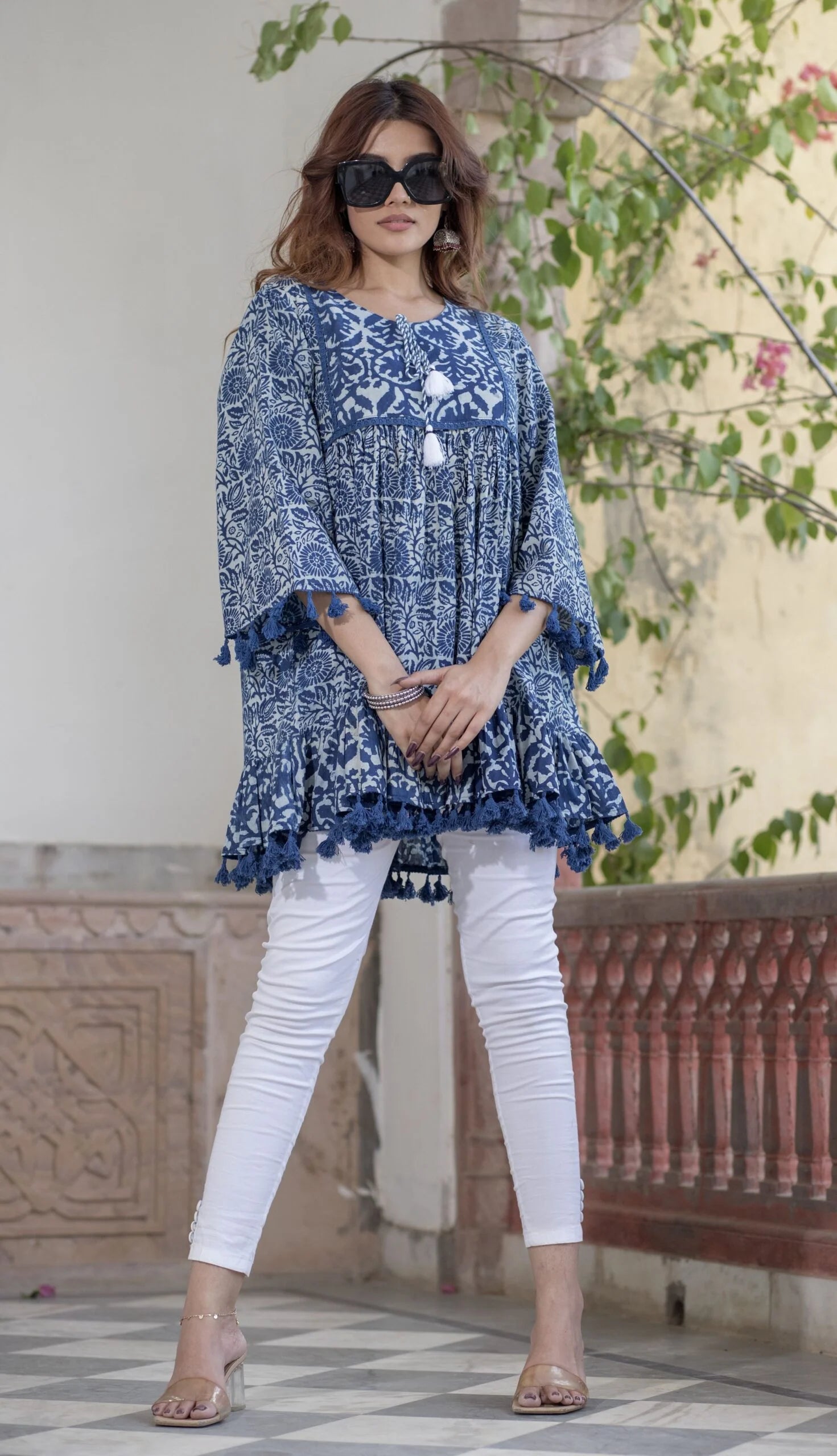 Code: Ev-71 Printed Flared Cotton Top