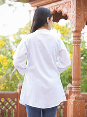 Pastel White Cotton Tunic Top
