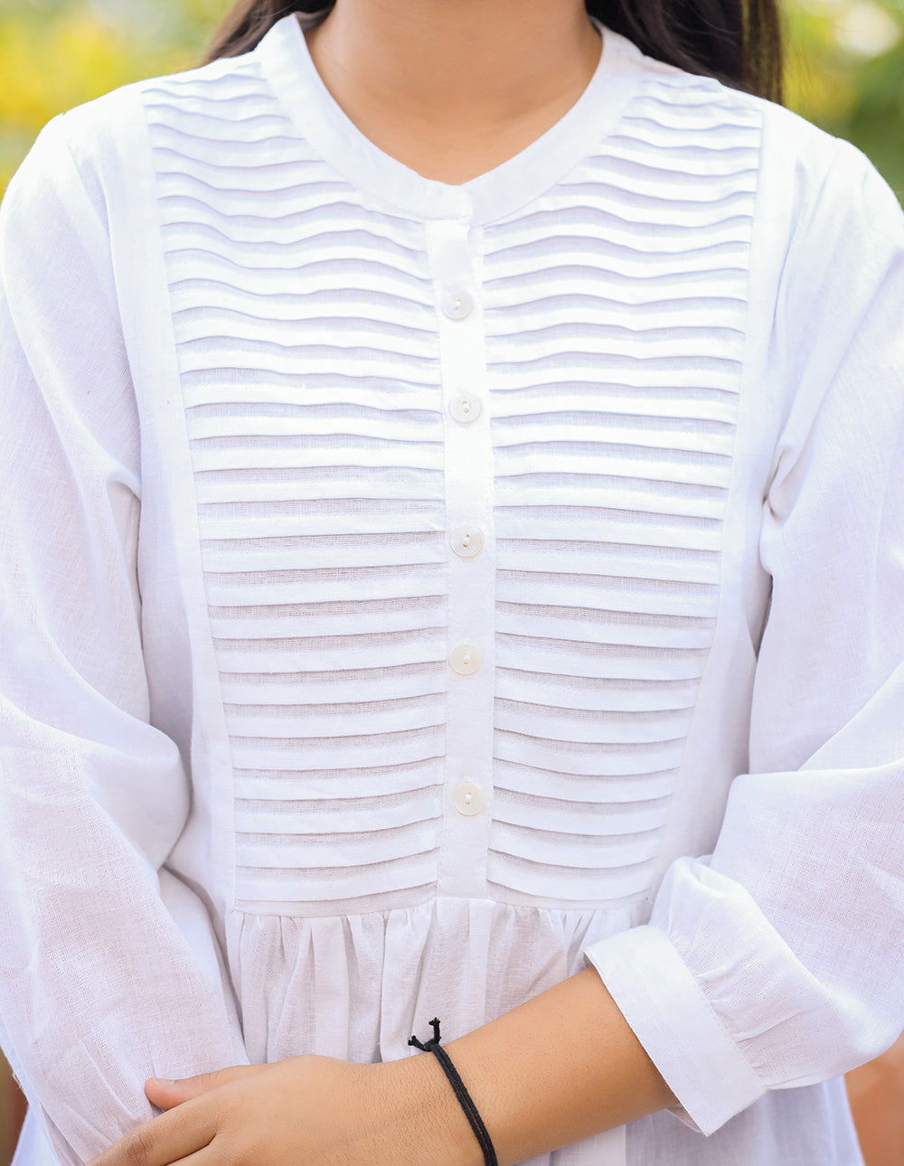Pastel White Cotton Tunic Top