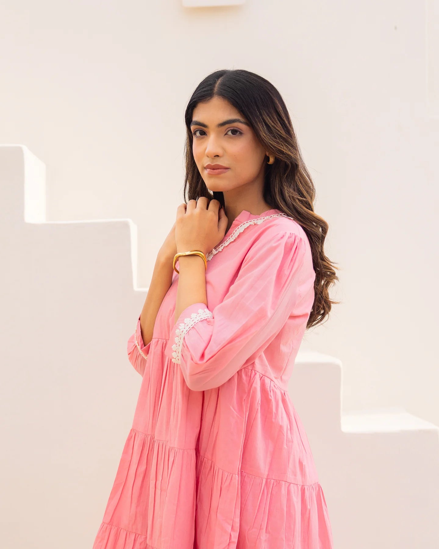 Light Pink cotton Dress eleva Light Pink cotton Dress eleva