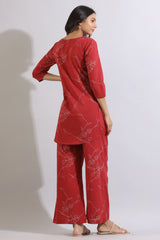 Floral dot on maroon cotton coord set