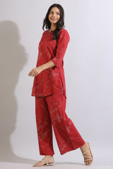 Floral dot on maroon cotton coord set