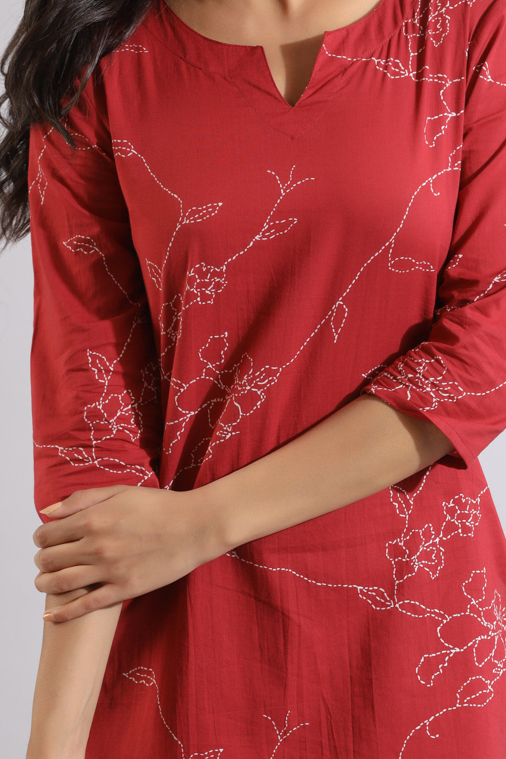 Floral dot on maroon cotton coord set