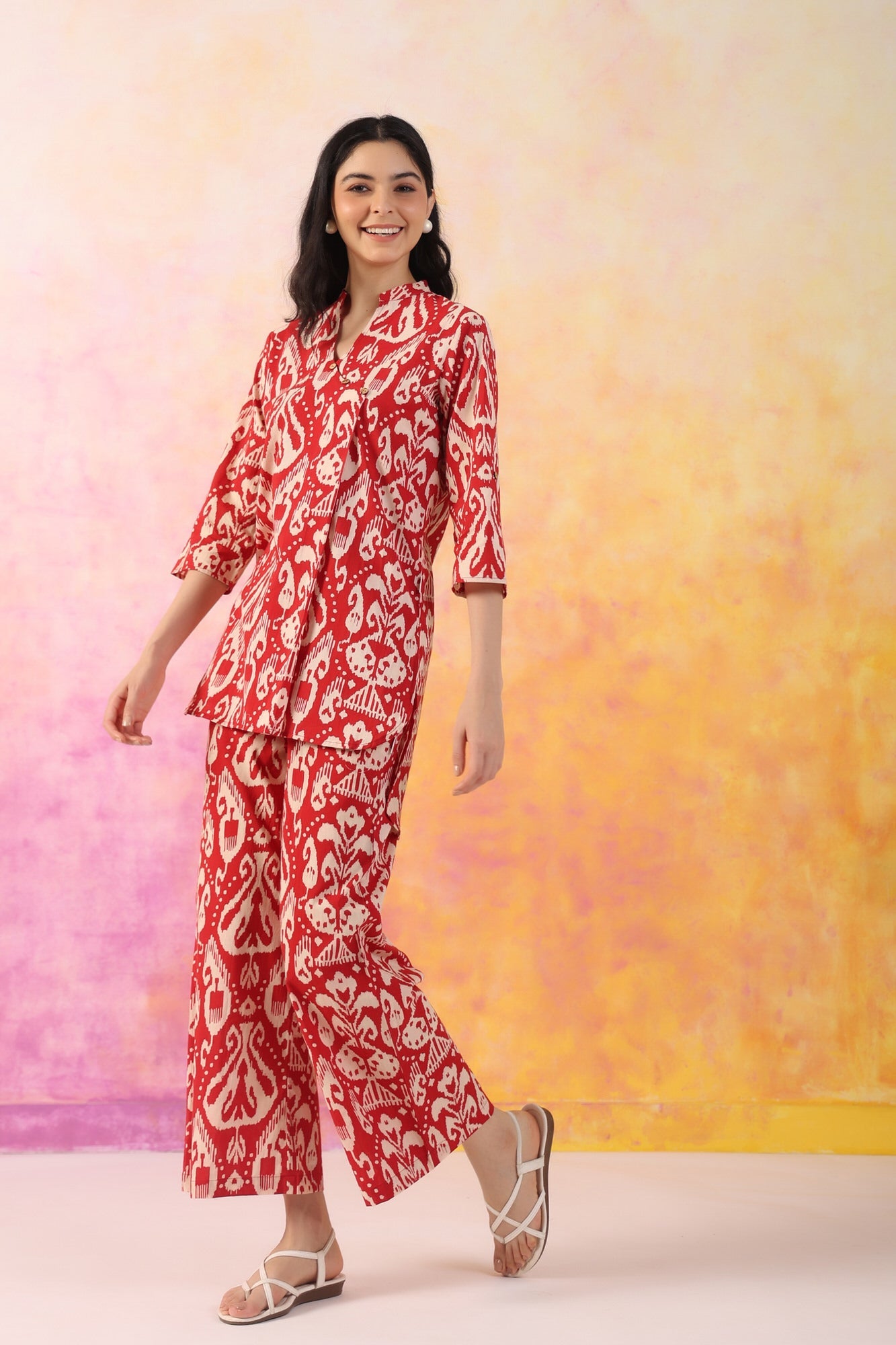 Red cotton co-ord set