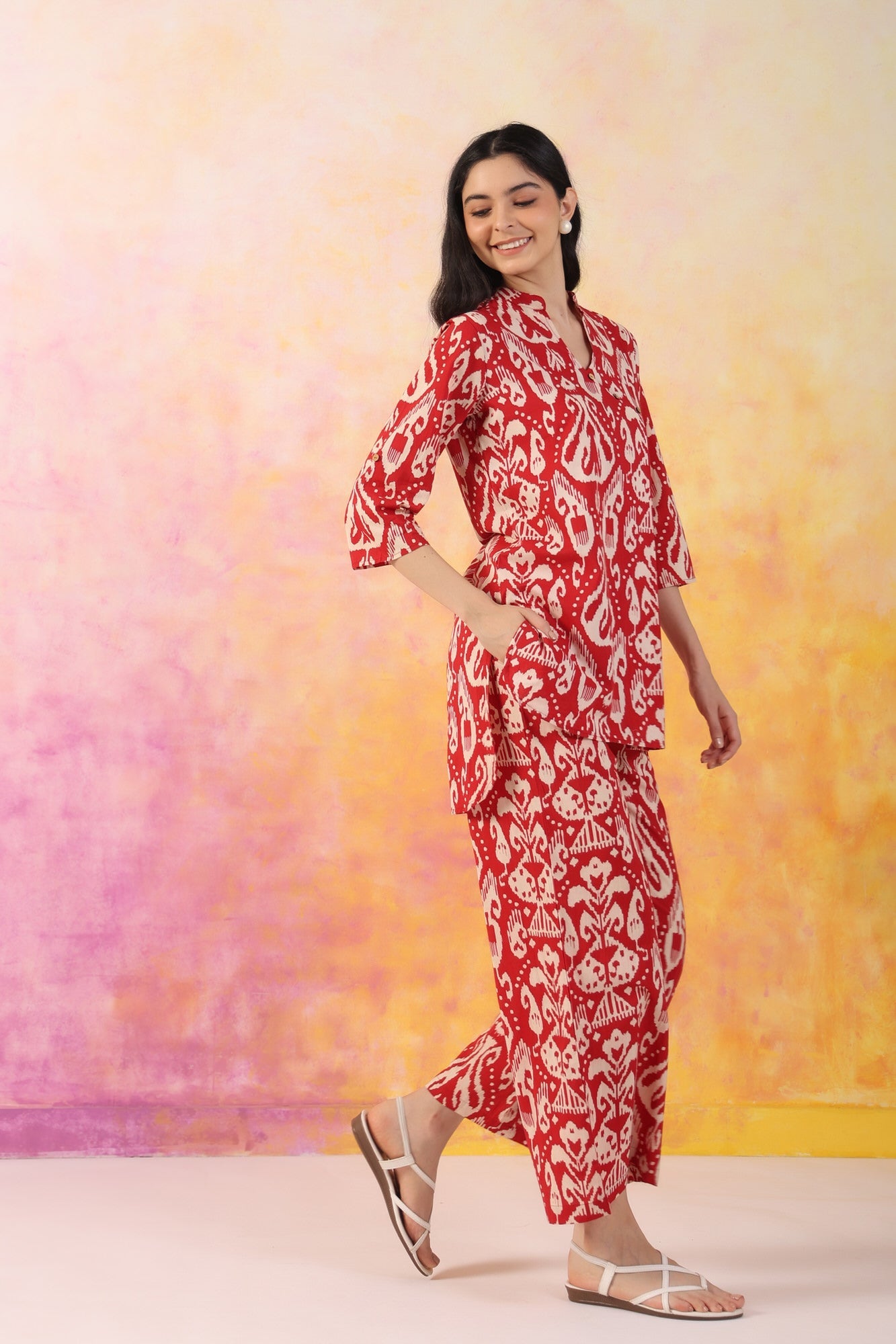 Red cotton co-ord set