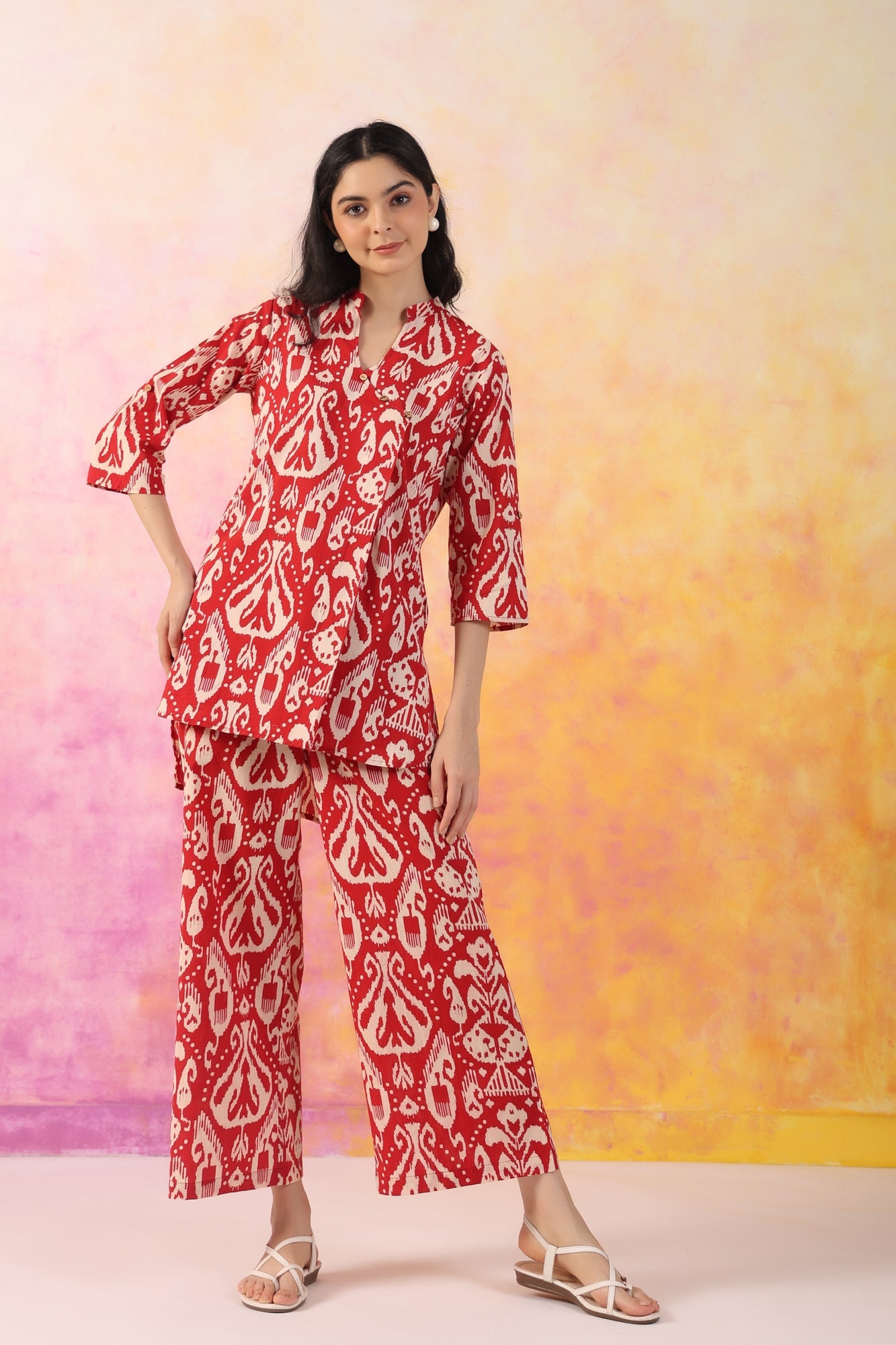 Red cotton co-ord set