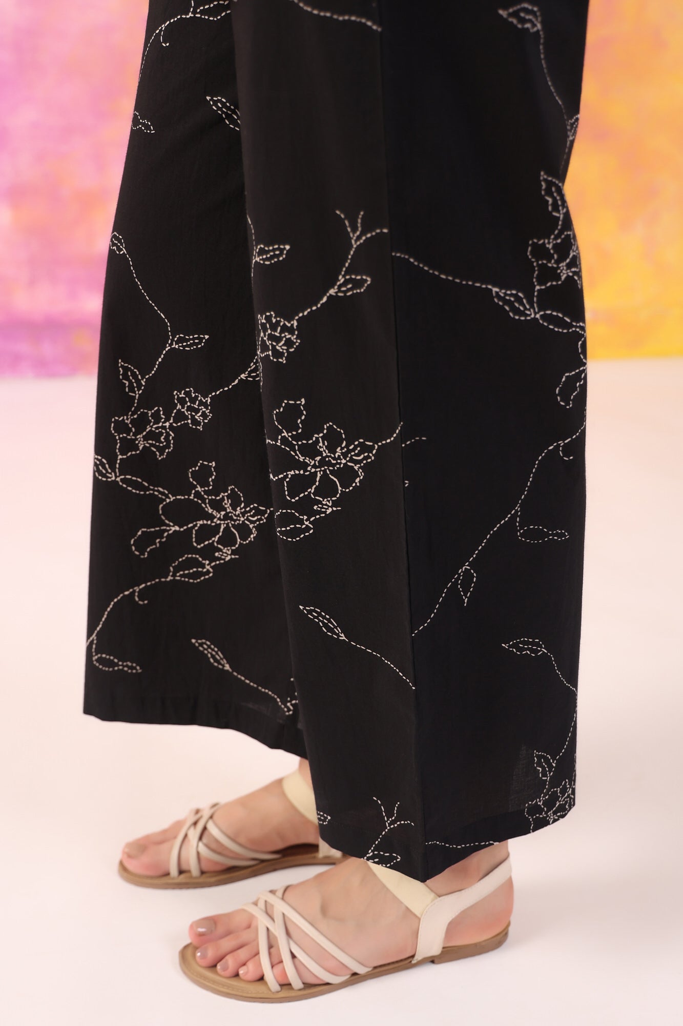 Dot floral black cotton coord set