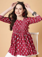 Floral Print Lace Peplum Top