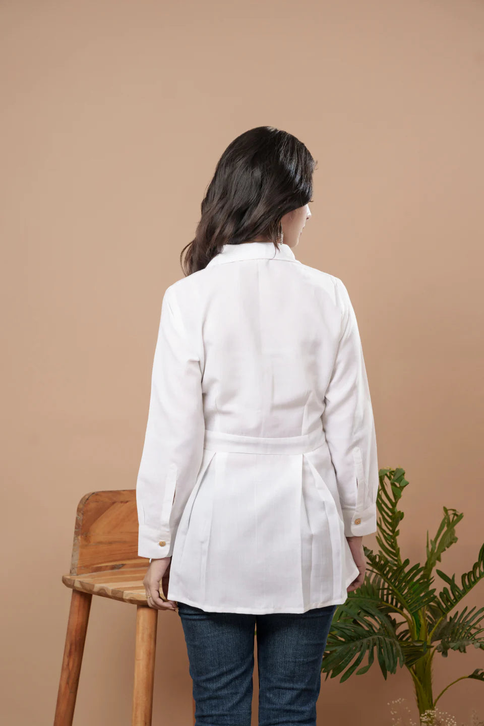 Weavllite White Cotton Solid Tunic