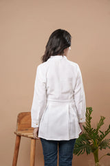Weavllite White Cotton Solid Tunic