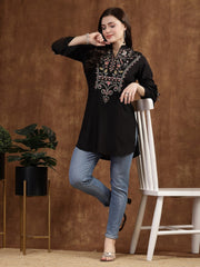 Mandarin Collar Embroidered Tunic