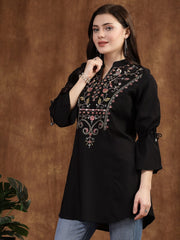 Mandarin Collar Embroidered Tunic