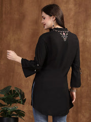 Mandarin Collar Embroidered Tunic