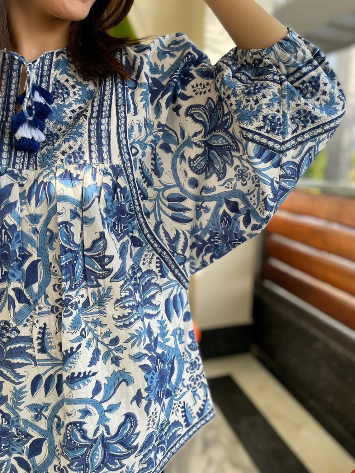 Blue Nagri Printed Top