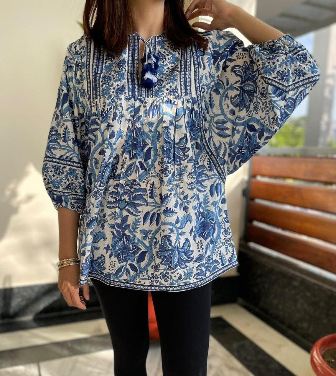 Blue Nagri Printed Top