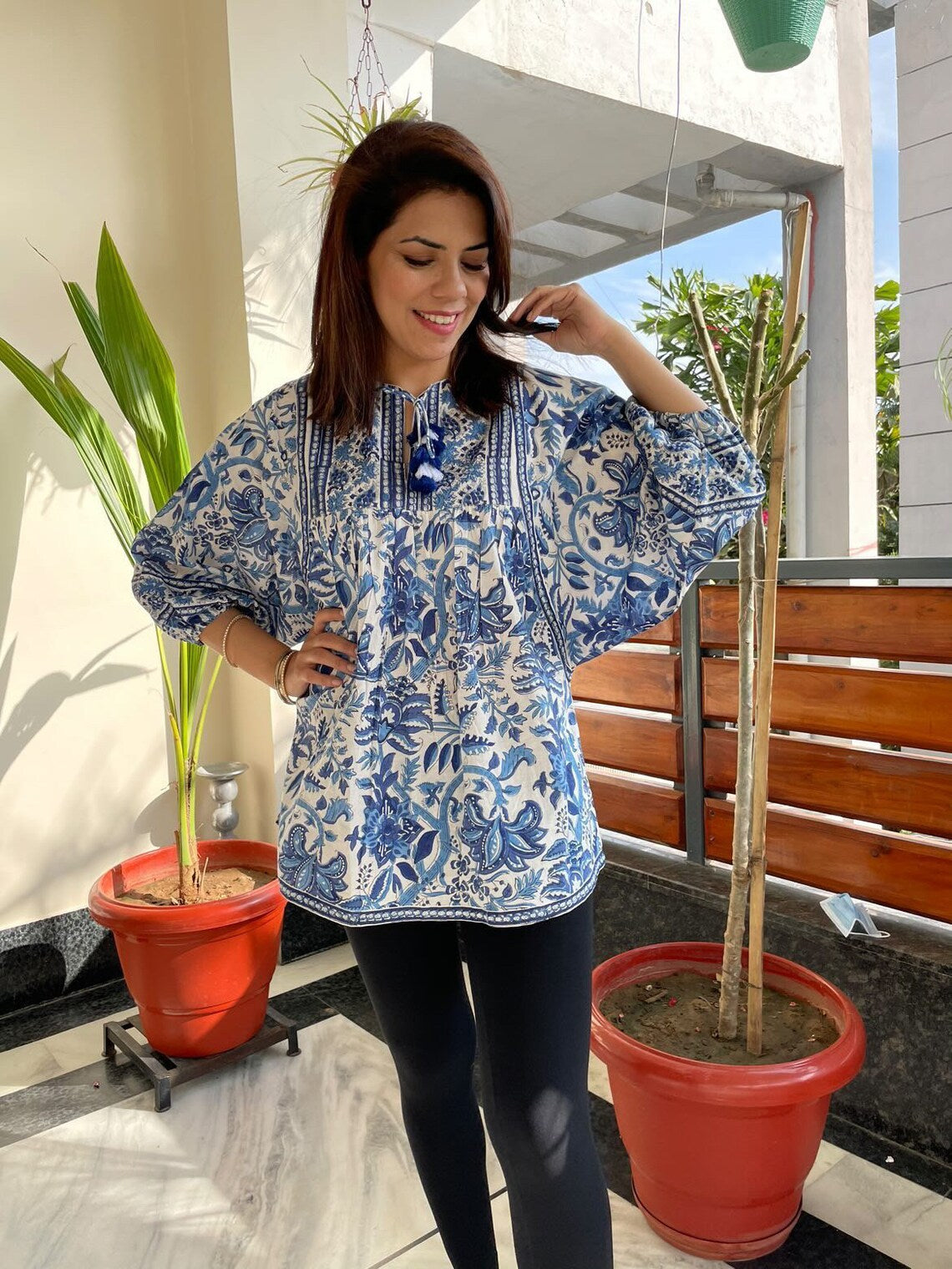 Blue Nagri Printed Top