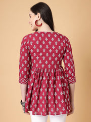 Floral Print Lace Peplum Top